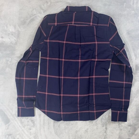 UNTUCKit Women's Mavrodaphne Button Front Flannel Shirt Size 0 Blue Windowpane - Picture 6 of 6